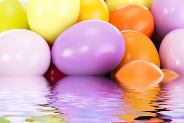 Closeup of easter eggs