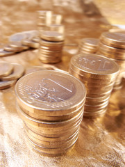 coins on the gold background