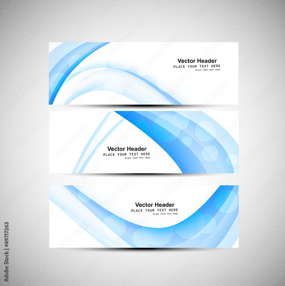 Sticker abstract header blue wave vector background