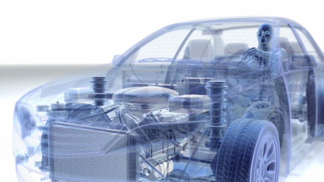 Skelett und Auto 