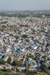Blue houses in the city of Jodhpur, India