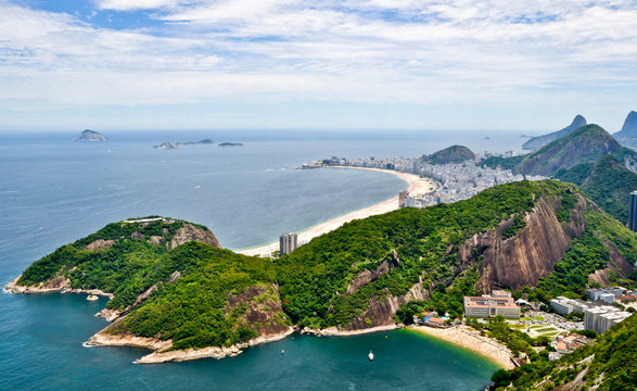 Aerial view of Rio de Janeiro from the Sugarloaf mountain.