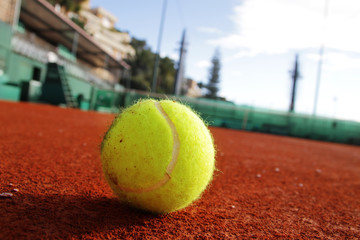 Tennis ball on the clay.