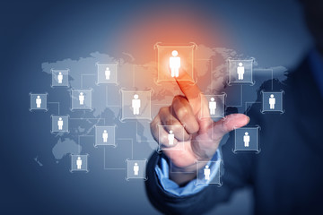 Image of male touching icon of social network