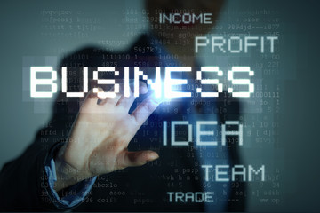 Business woman touching display