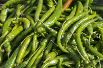 Close up of green chili pepper