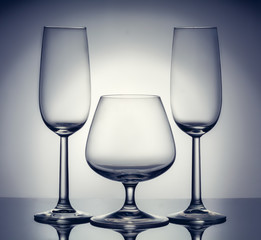 Stylish composition of three glasses