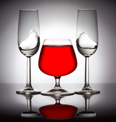Stylish composition of three glasses