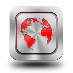 World aluminum glossy icon, button