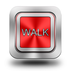 Walk aluminum glossy icon, button - obrazy, fototapety, plakaty