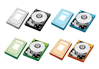 Colorful Illustration Set of Computer Hard Disk