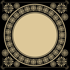 Vintage square background with round Gothic design elements