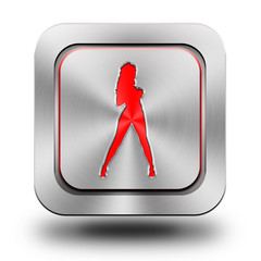 Fitness silhouettes #02, aluminum glossy icon, button
