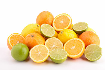 Fototapeta na wymiar lemon and orange on white