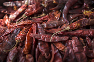 Close up of dry red hot pepper