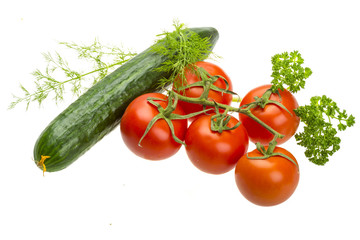Red ripe tomatoes on the branch