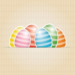 colorful white striped easter eggs card background