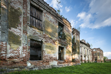 Ruins of old baroque palace in Gladysze, Pomerania, Poland