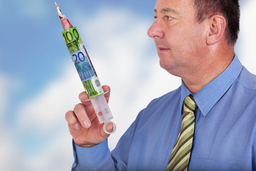 Man with cash injection