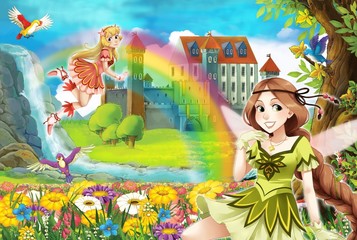 Naklejka na ściany i meble Fairy - Beautiful Girl Manga - ilustracja
