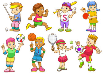 illustration of children playing different sports