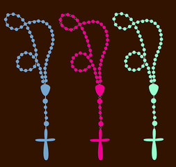 Rosary -colorful set vector