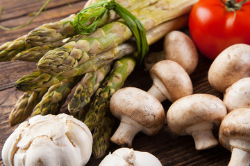 Fresh vegetables on a wooden table