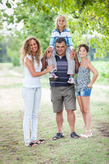 Happy Three Generations Family Outdoor