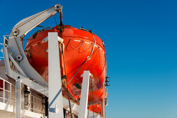 Lifeboat on a cruise ship close up