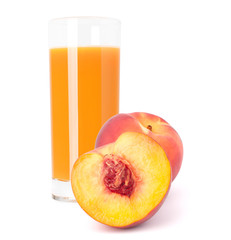 Peach fruit juice in glass