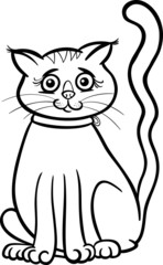 female cat cartoon for coloring book
