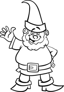 gnome or dwarf cartoon for coloring book