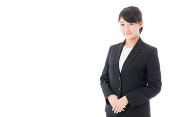 a young businesswoman on white background