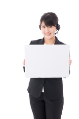 Fototapeta premium a young businesswoman with whiteboard