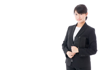 a young businesswoman on white background
