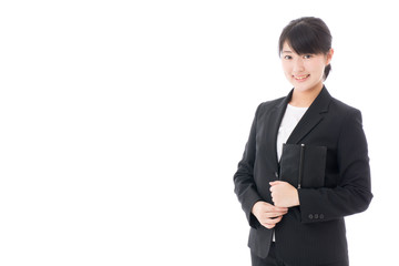 a young businesswoman on white background