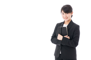 a young businesswoman on white background