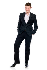 Fototapeta premium Full length of a cheerful business man standing