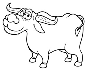 illustration of Cartoon Buffalo - Coloring book