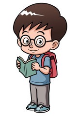illustration of Boy go to school
