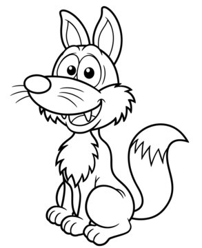 illustration of Cartoon fox - Coloring book