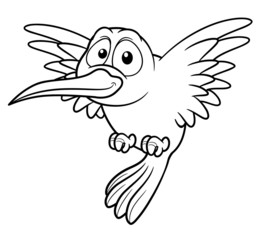 illustration of Cartoon Hummingbird - Coloring book