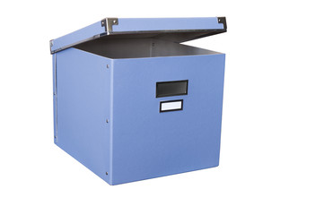 Blue box with the lid open