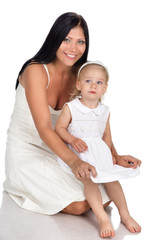 Affectionate Mother And Daughter. isolated on white