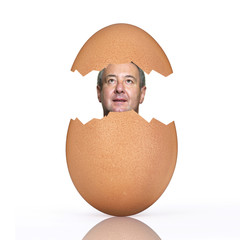 Man in chicken egg