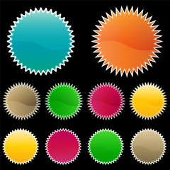 set of glassy stickers, labels, icons