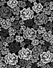 Photo sur Plexiglas Fleurs noir et blanc Motif floral
