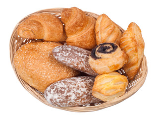 buns in basket isolated