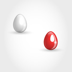 red and white eggs