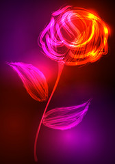 Obraz na płótnie Canvas Beautiful rose made of colorful light
